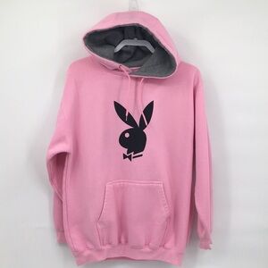 Playboy Bunny Pink Hoodie with Black Bunny Logo Medium